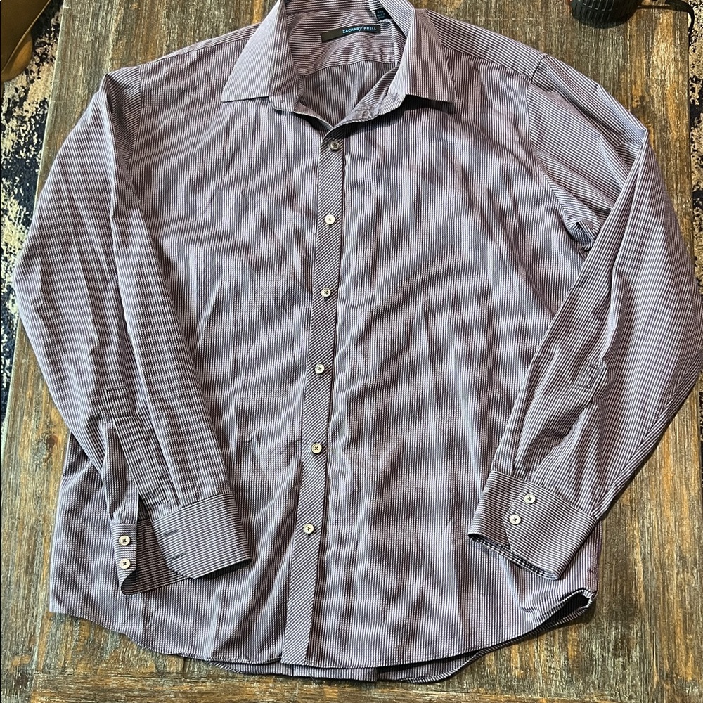 Zachary Prell Purple Striped Dress Shirt